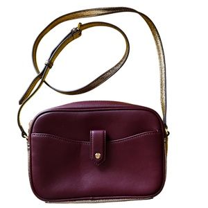 Genuine Leather Purse G.I.L.I Burgundy and Pink Metallic Leather Crossbody Bag